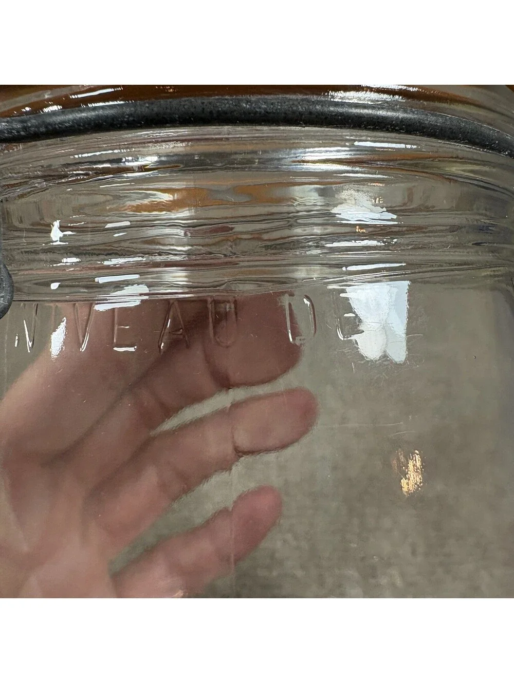 Vintage Arc France 1L Glass Storage Jar Clear Kitchen Canister Metal Clasp